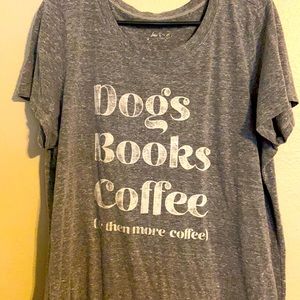 Size 2 grey torrid dogs books coffee crew tee